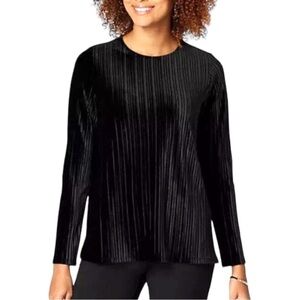 J.JILL, WEAREVER COLLECTION, BLACK VELVET, RIBBED TOP. SIZE S
